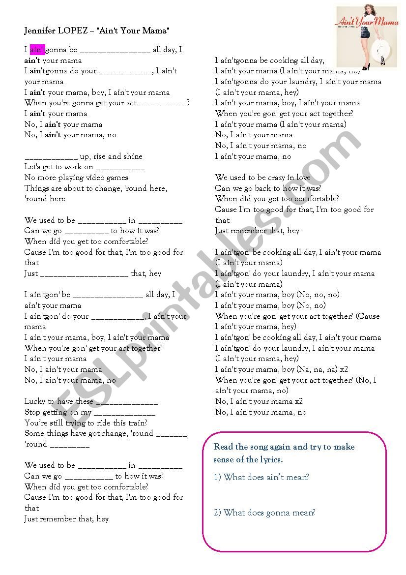 SONG - Jennifer Lopez / AinÂ´t your mama