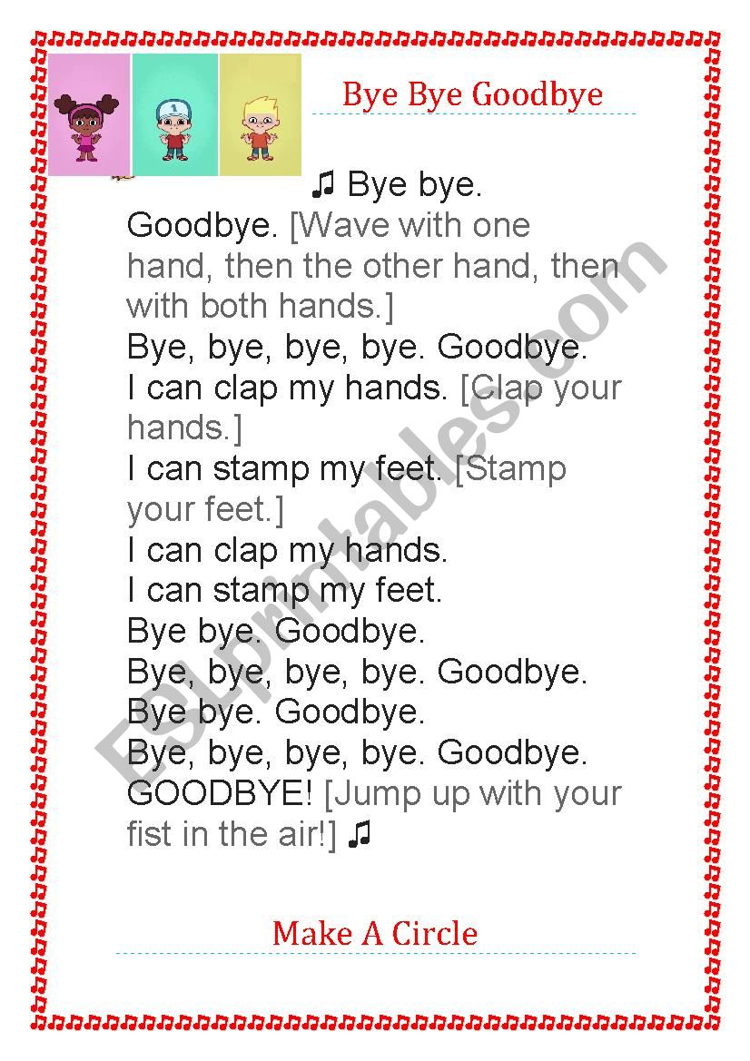 Goodbye Song worksheet