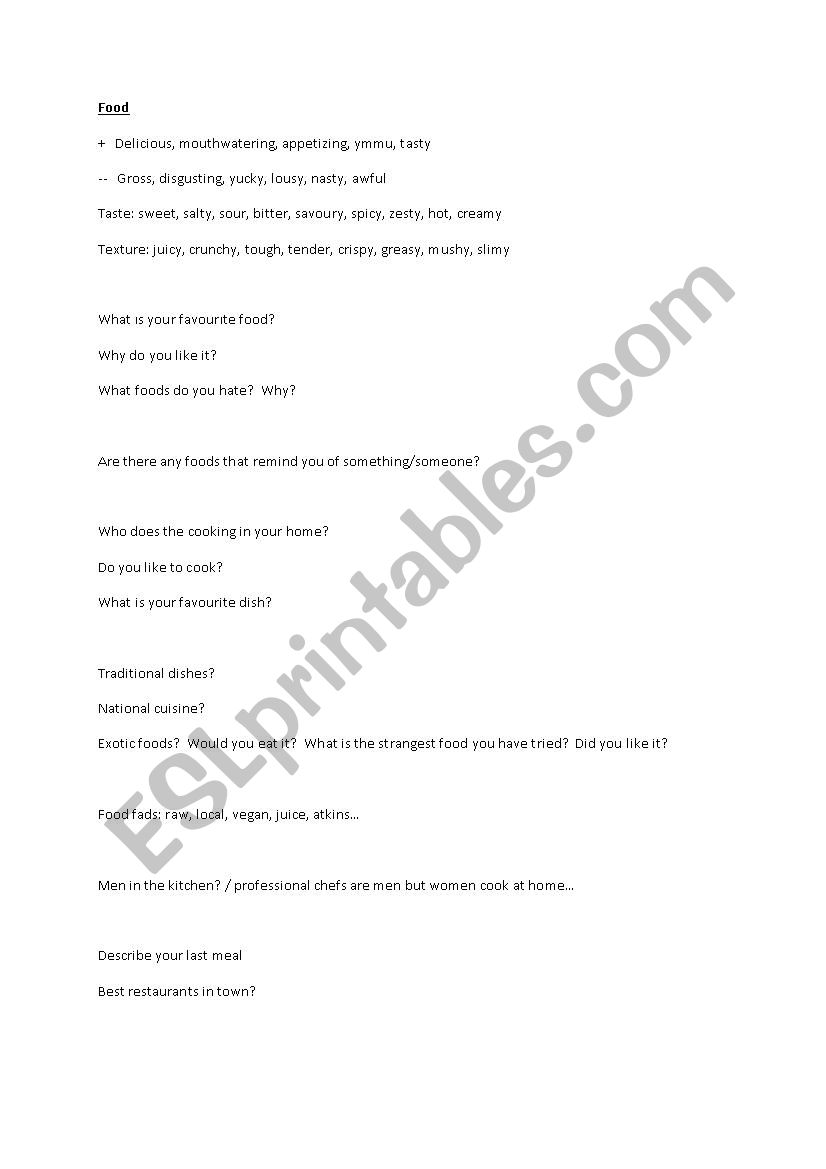 Food Conversation  worksheet