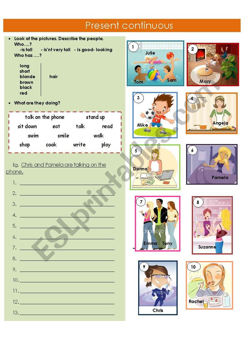 Present Continuous  worksheet