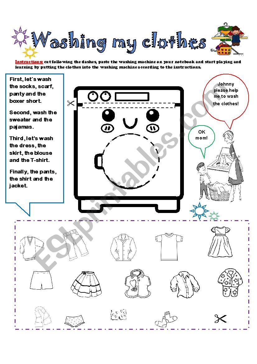 CLOTHES: ACTIVITY CARD worksheet