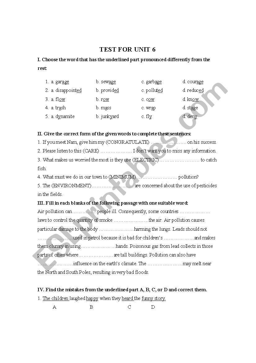 GENERAL TEST FOR 9th GRADE worksheet