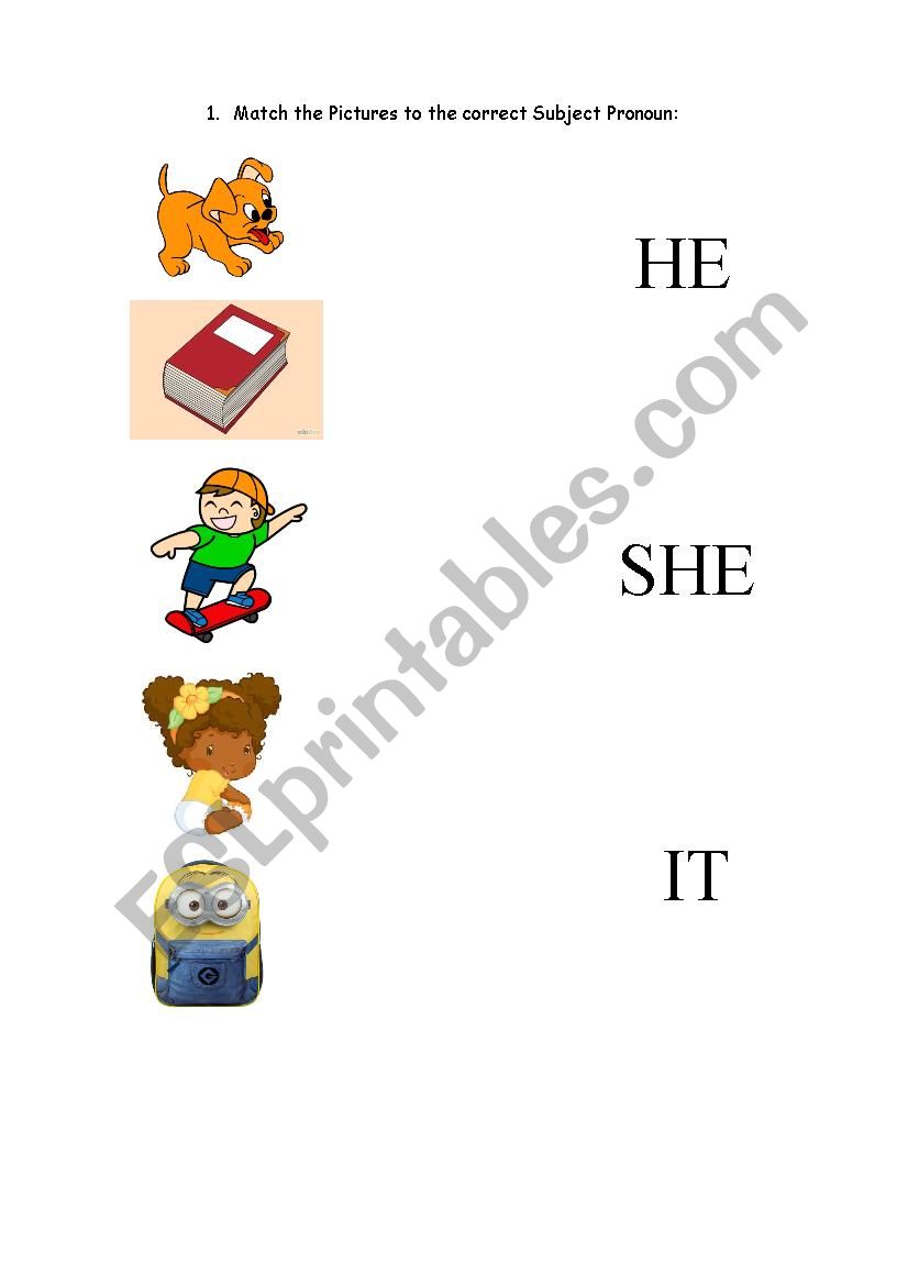 Subject Pronouns - Singular worksheet