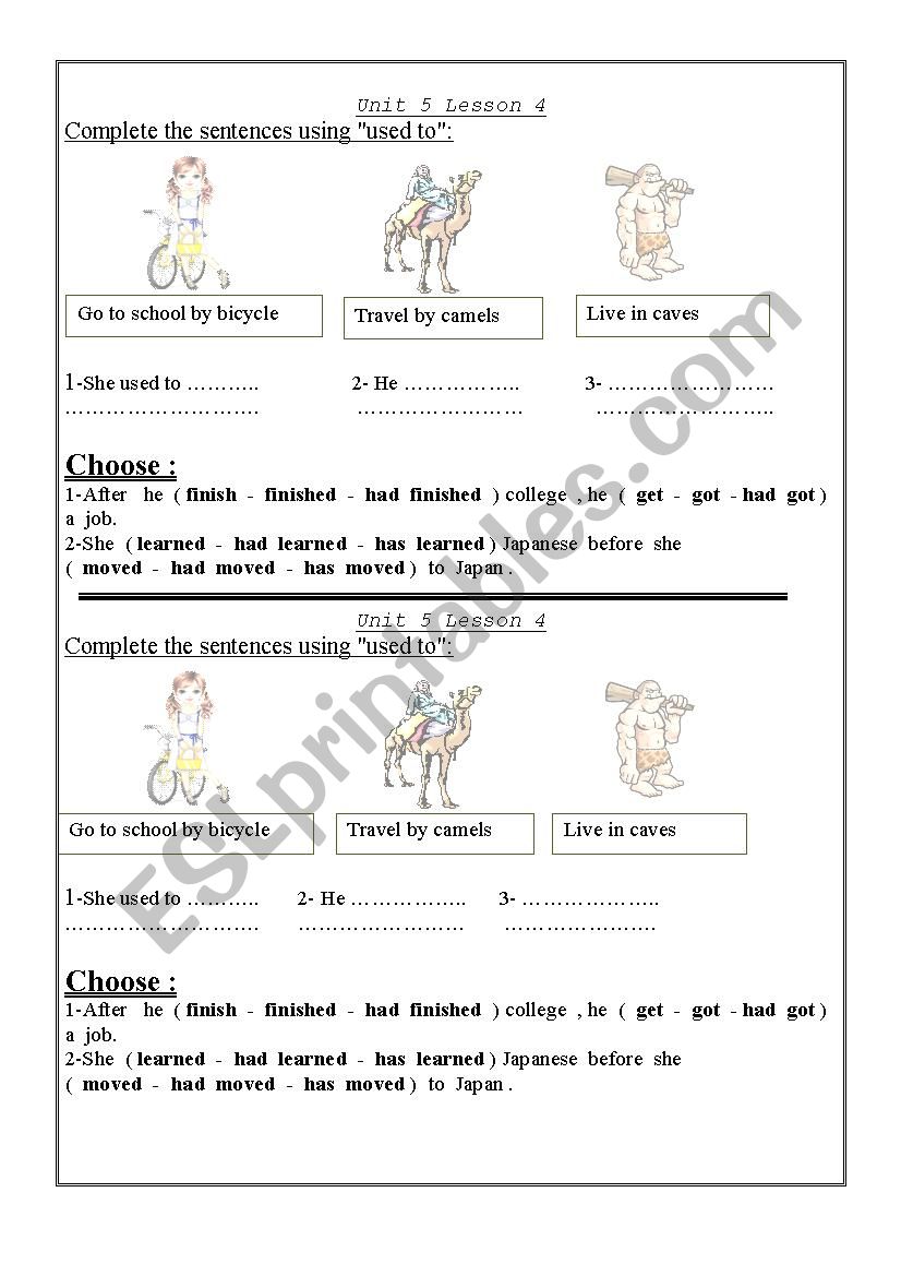 past perfect and past simple worksheet