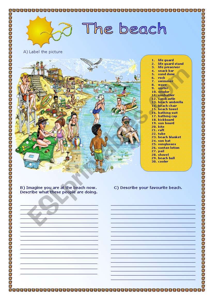 The beach worksheet