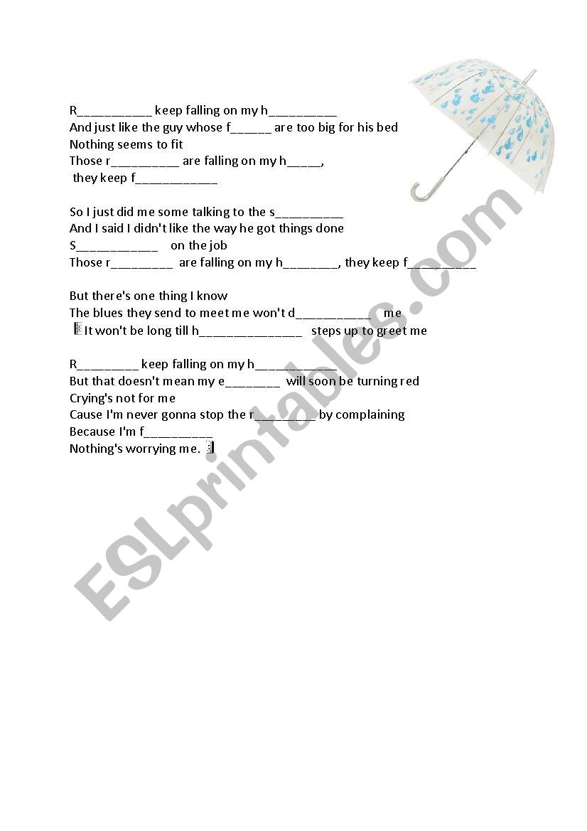 An easy song about weather worksheet