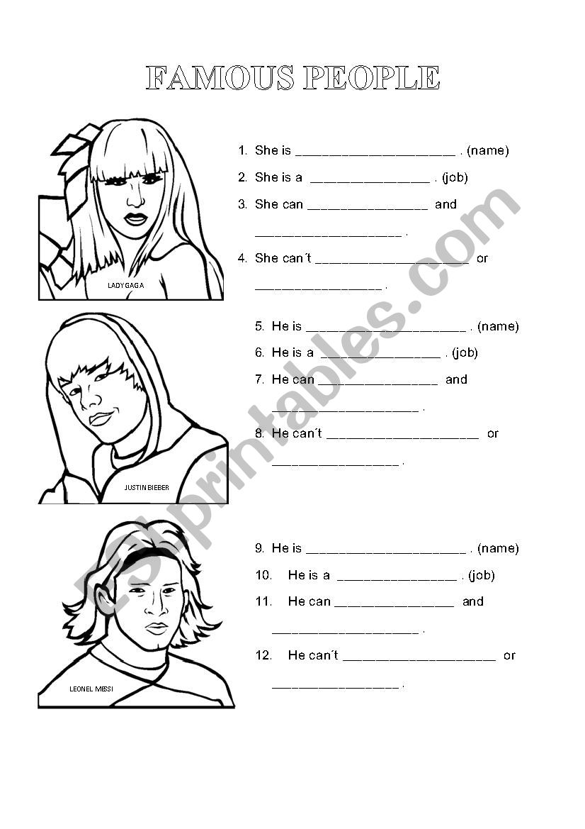 FAMOUS PEOPLE worksheet