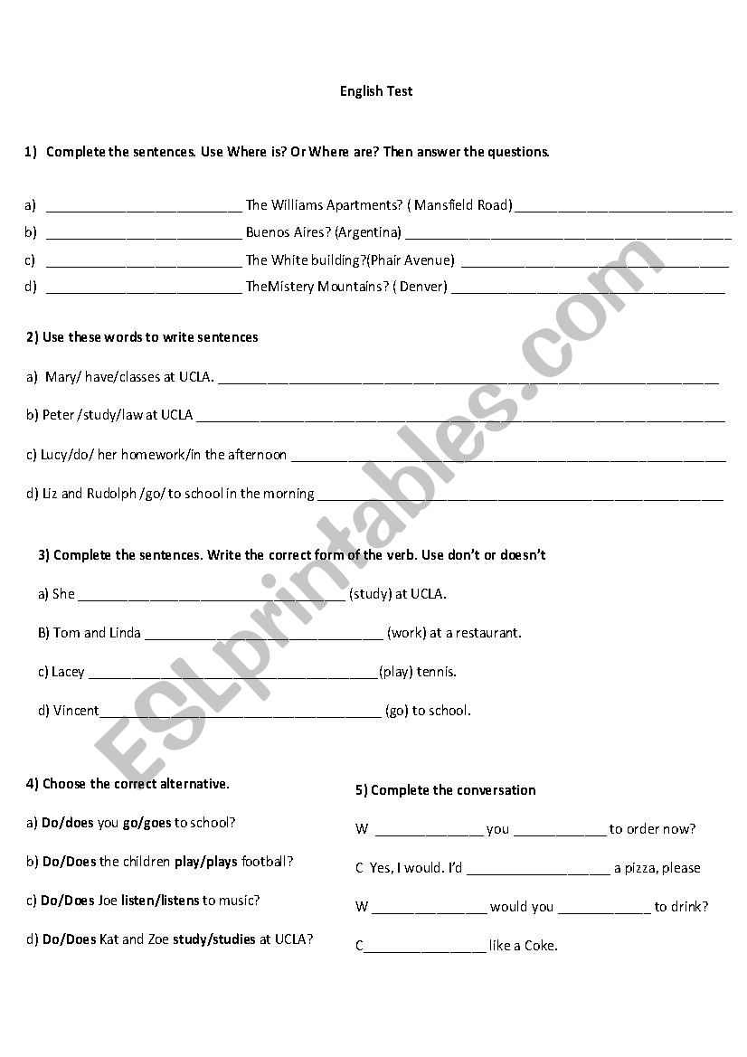 Test 3 worksheet