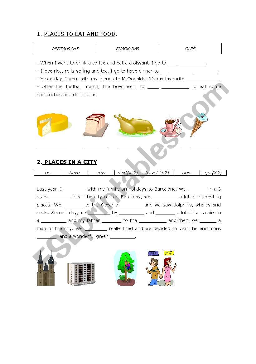 places to eat worksheet