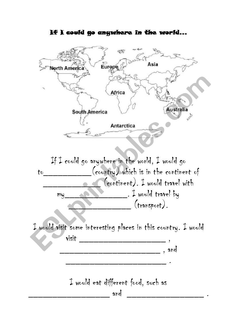 If I could travel anywhere in the world - ESL worksheet by aleks.asta