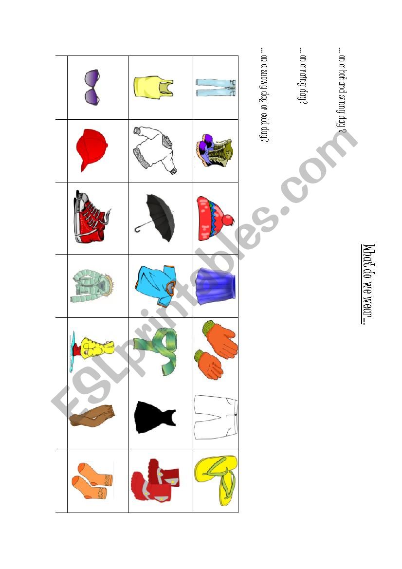 Clothes and weather worksheet