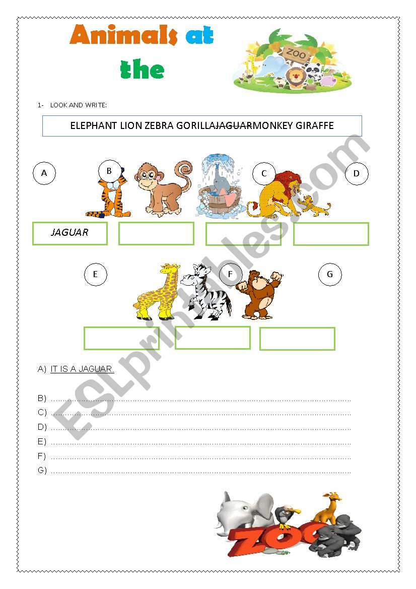 Zoo Animals worksheet