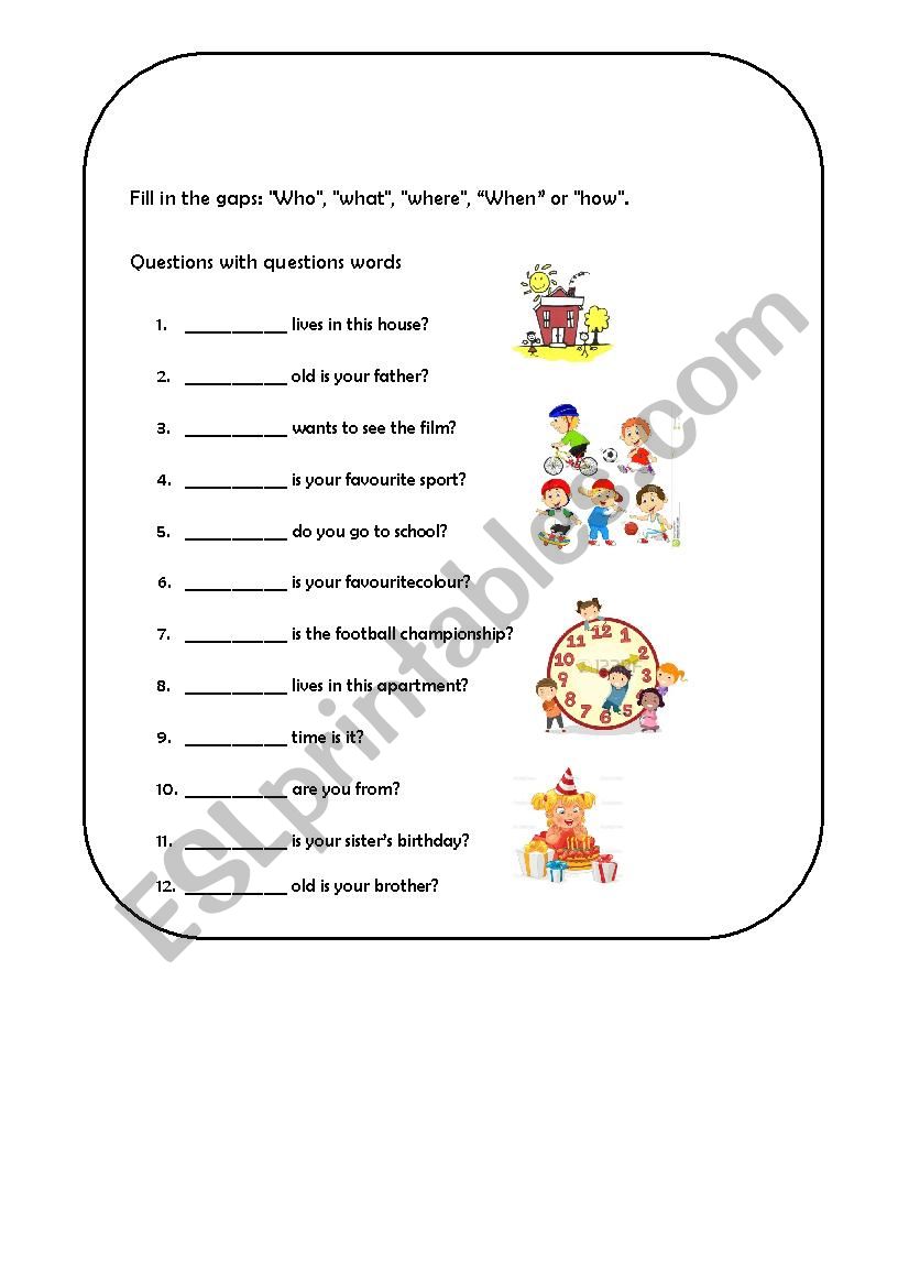 QUESTION WORDS worksheet