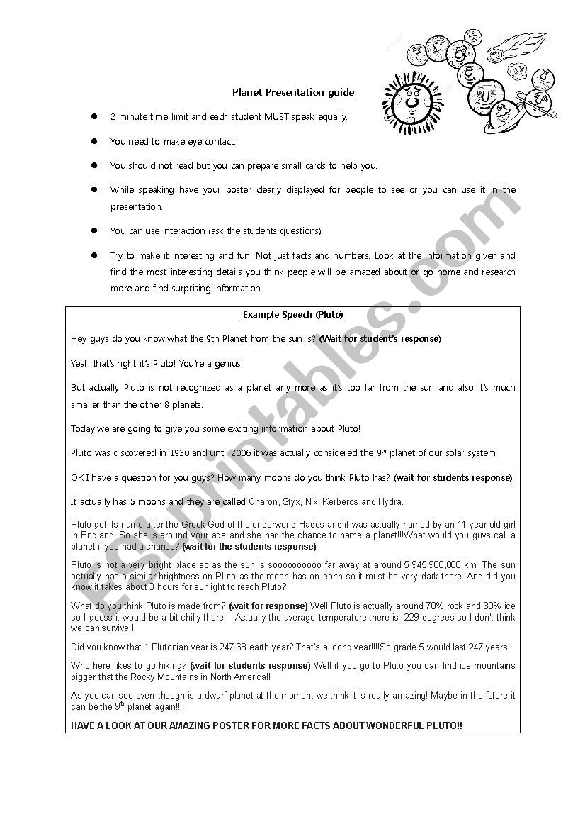 The Planets - A Presentation  worksheet