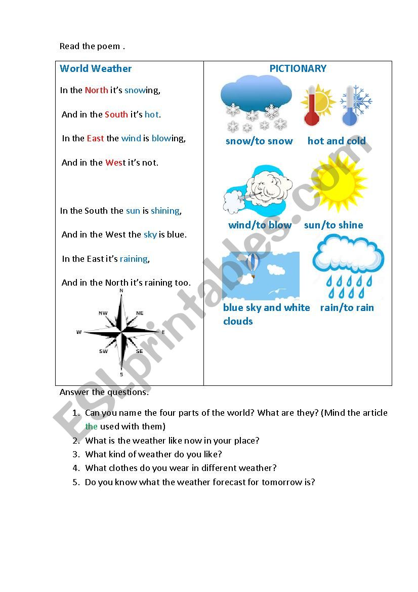 WORLD WEATHER worksheet