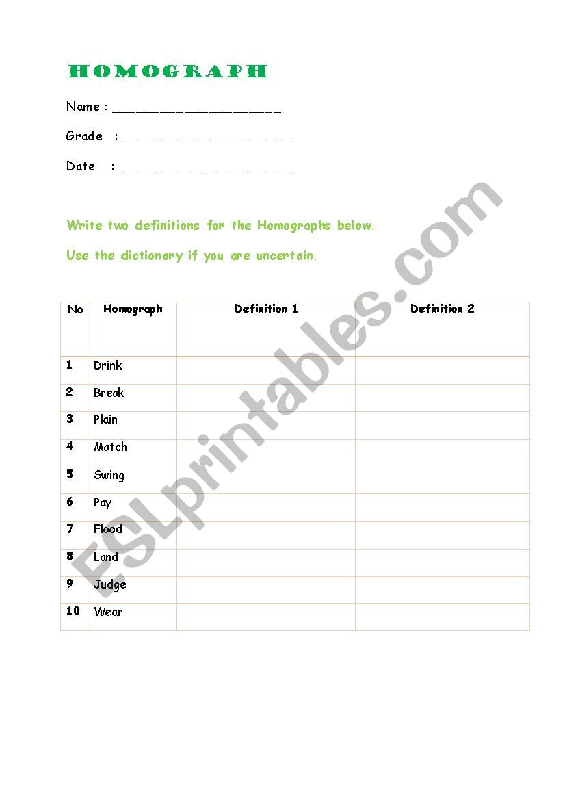 homographs1 worksheet