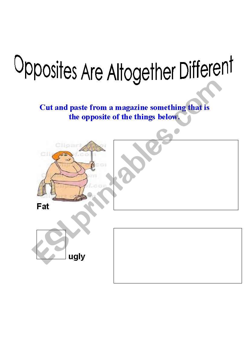 opposites  worksheet