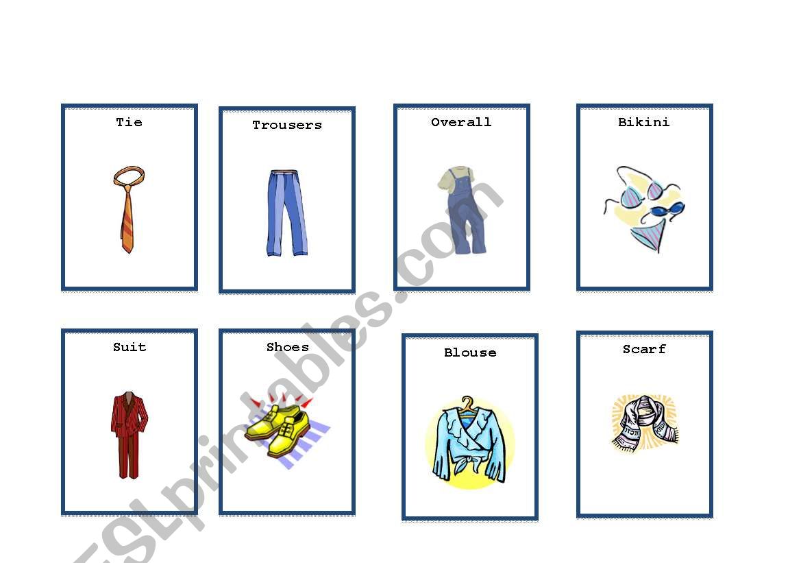 Clothing- Bingo (Part 2) worksheet