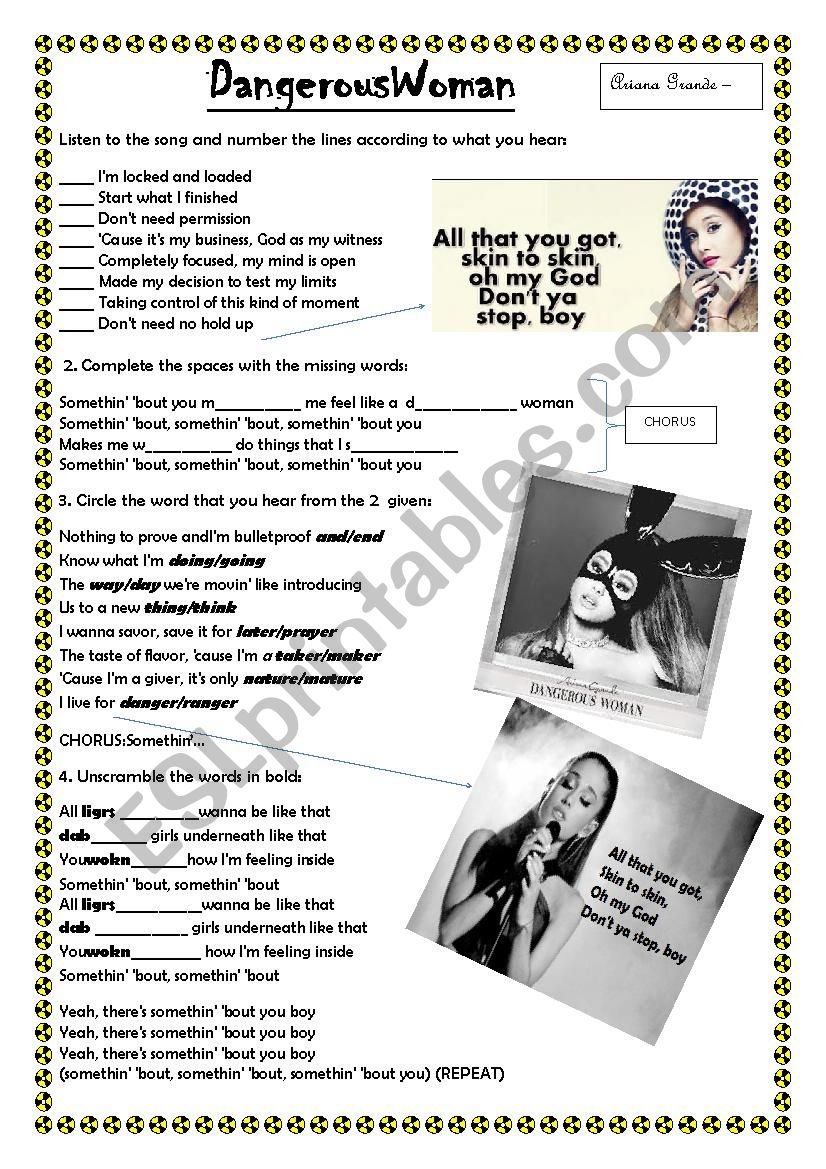 Dangerous woman worksheet