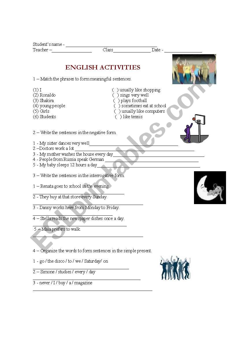 Exercises - Simple present worksheet