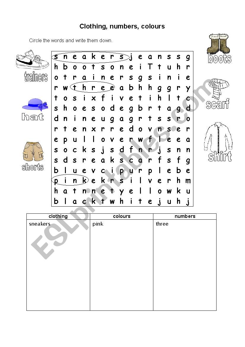 crossword  worksheet