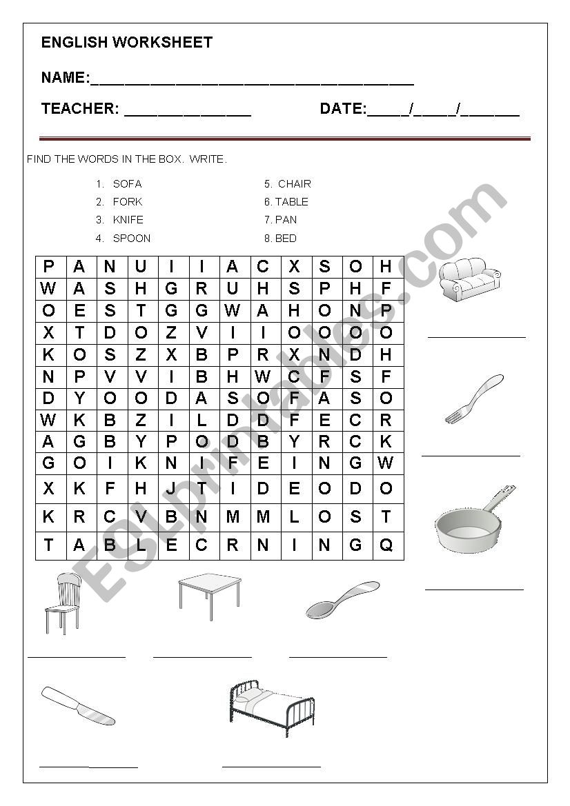 Crossword worksheet