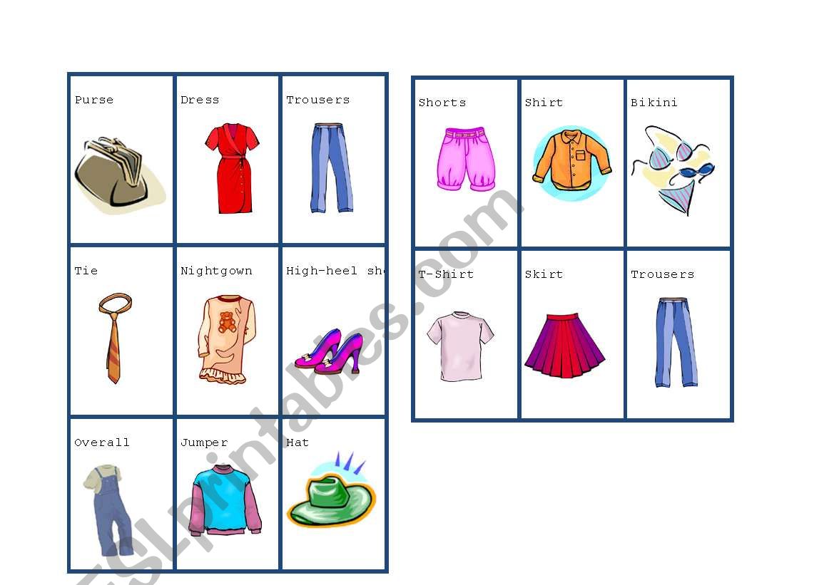 Clothing - Bingo (Part 4) worksheet