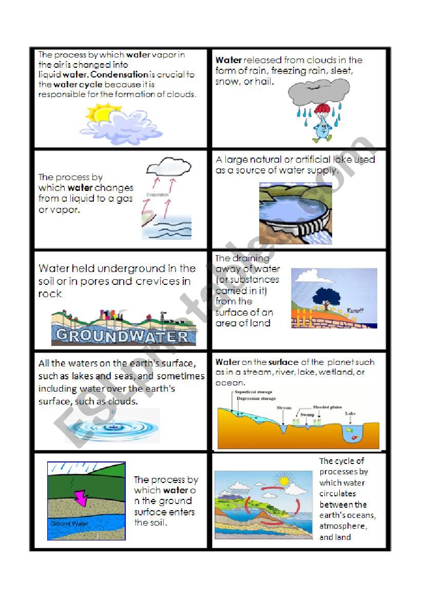 Water Cycle Vocabulary Cut and Paste