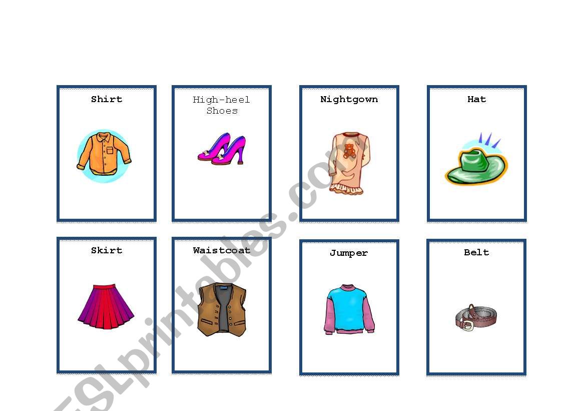 Clothing - Bingo (Part 5) worksheet