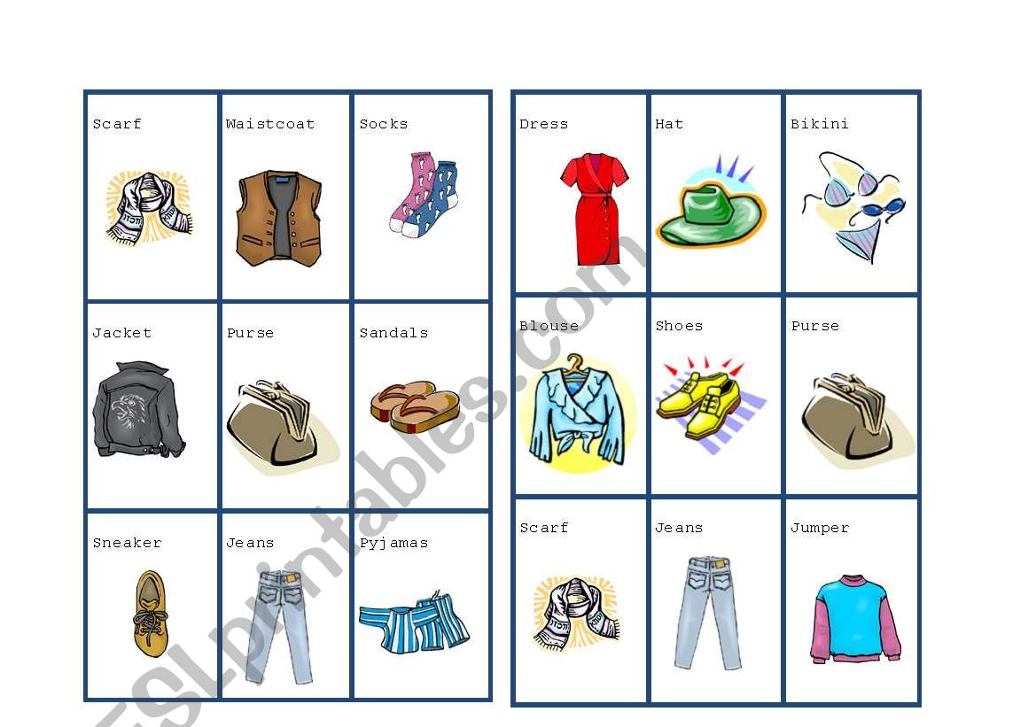 Clothing - Bingo (Part 6) worksheet