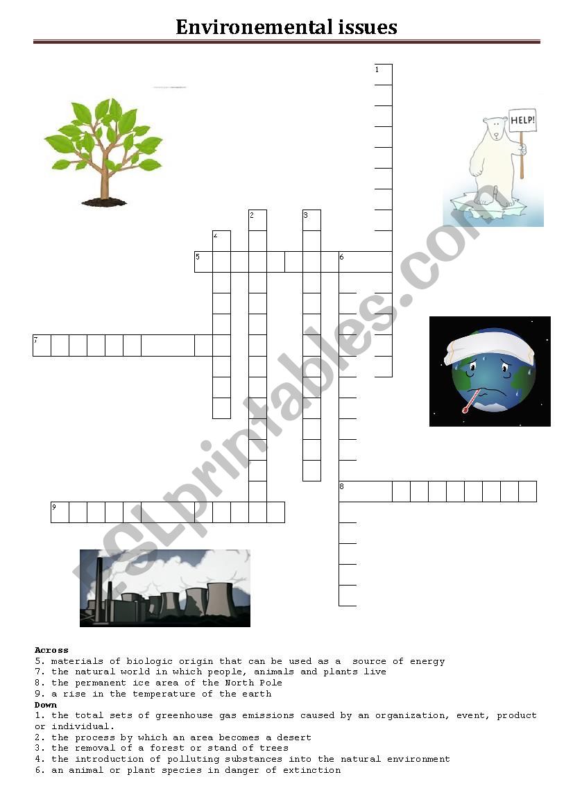 crosswords environemental isssues 