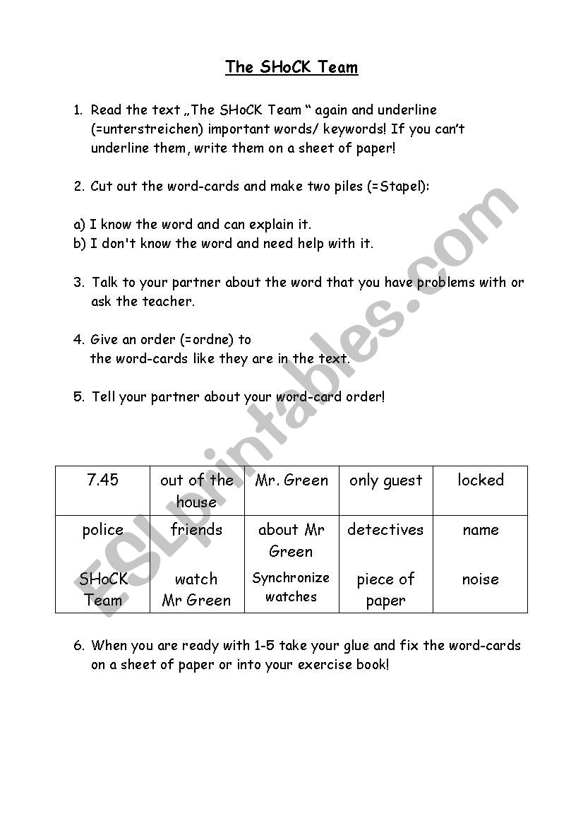 Concept map for stories worksheet