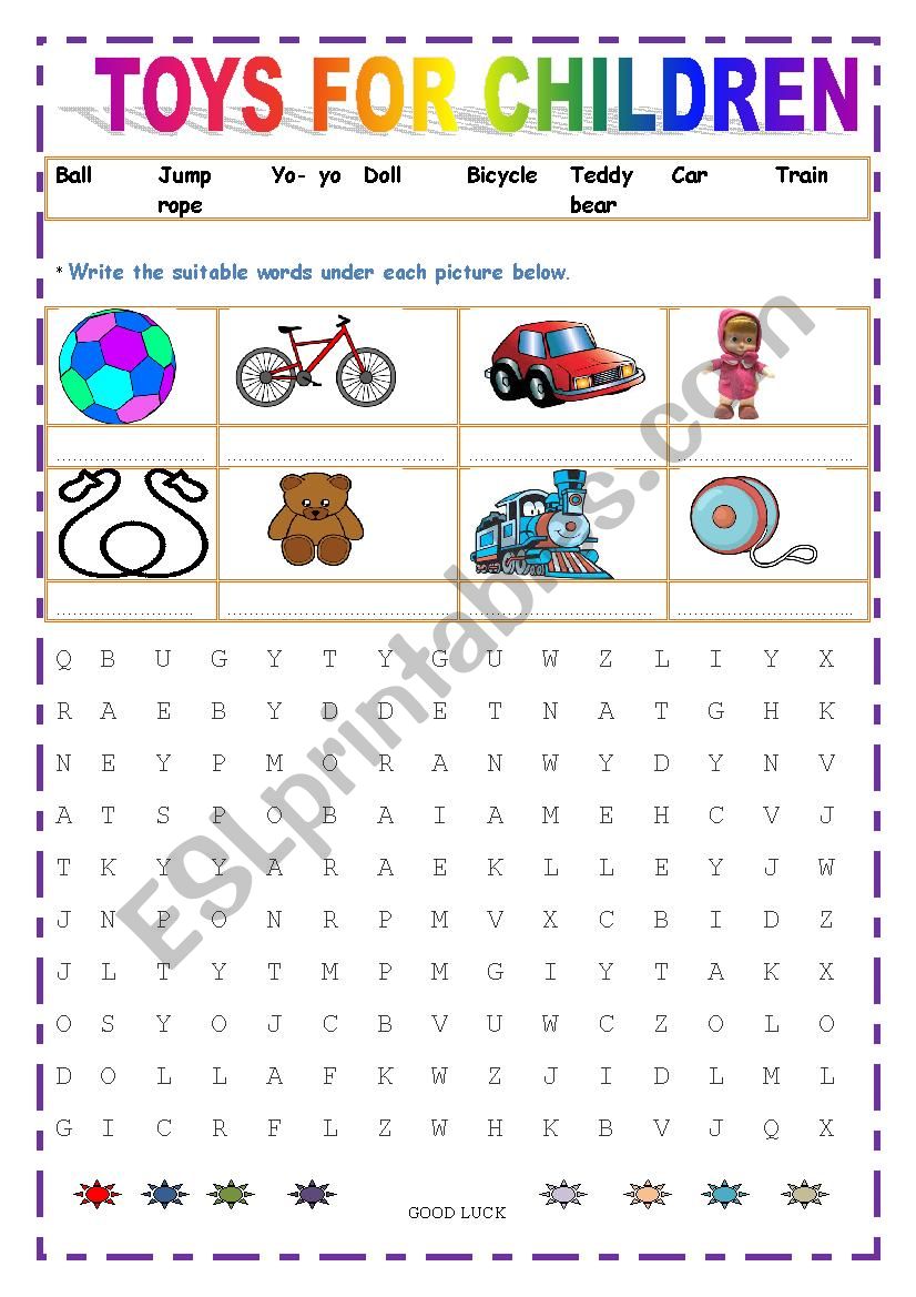 TOYS FOR CHILDREN worksheet