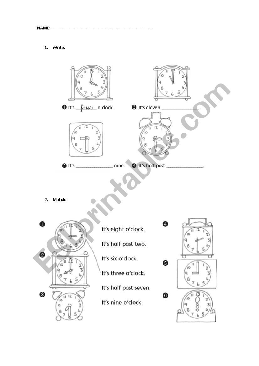 The time worksheet