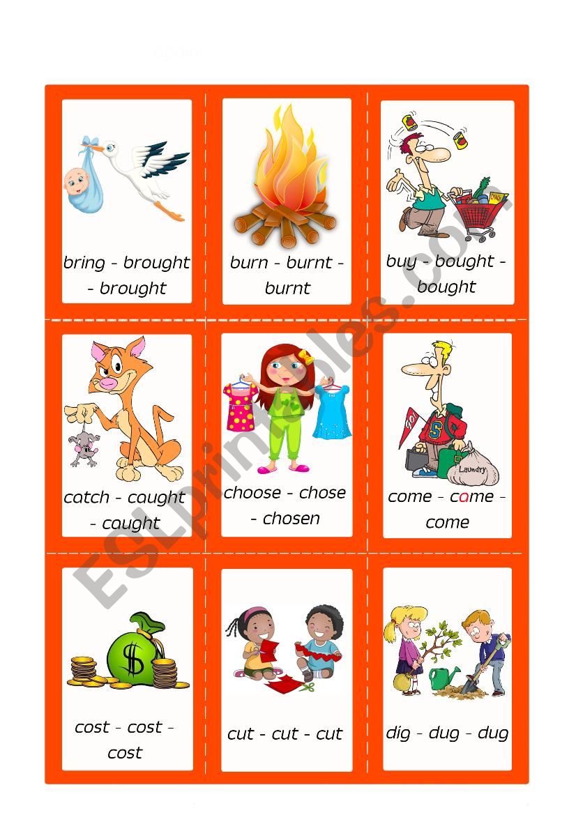 Irregular Verbs - Cards - Set 2/10