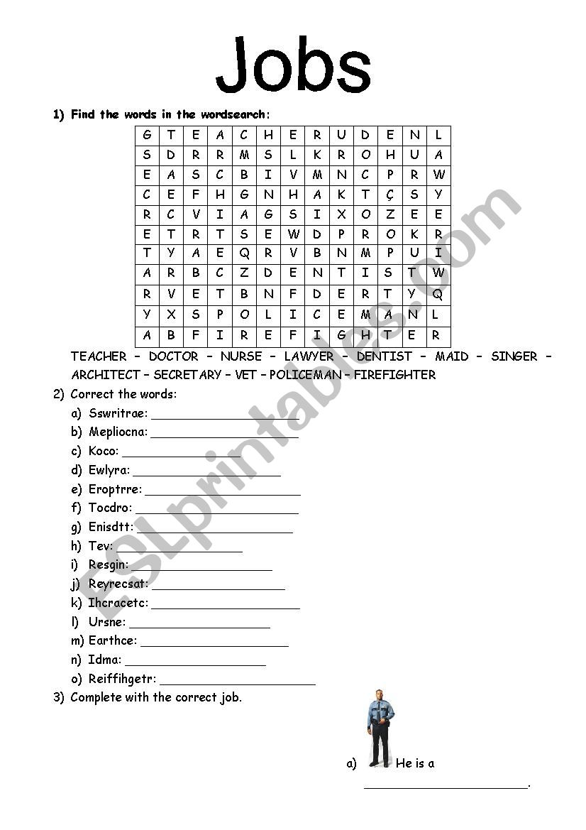 Jobs worksheet