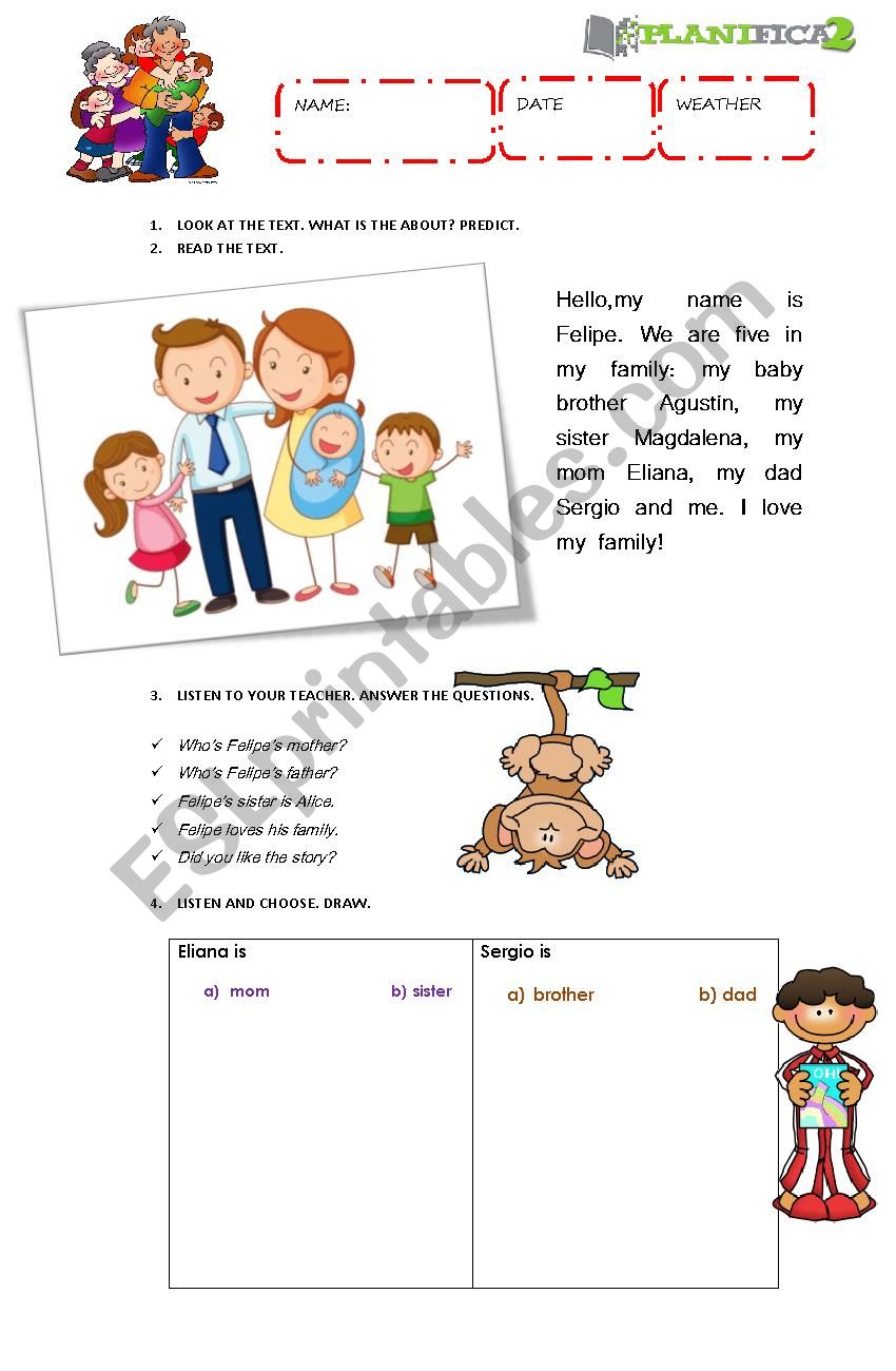 The Family worksheet