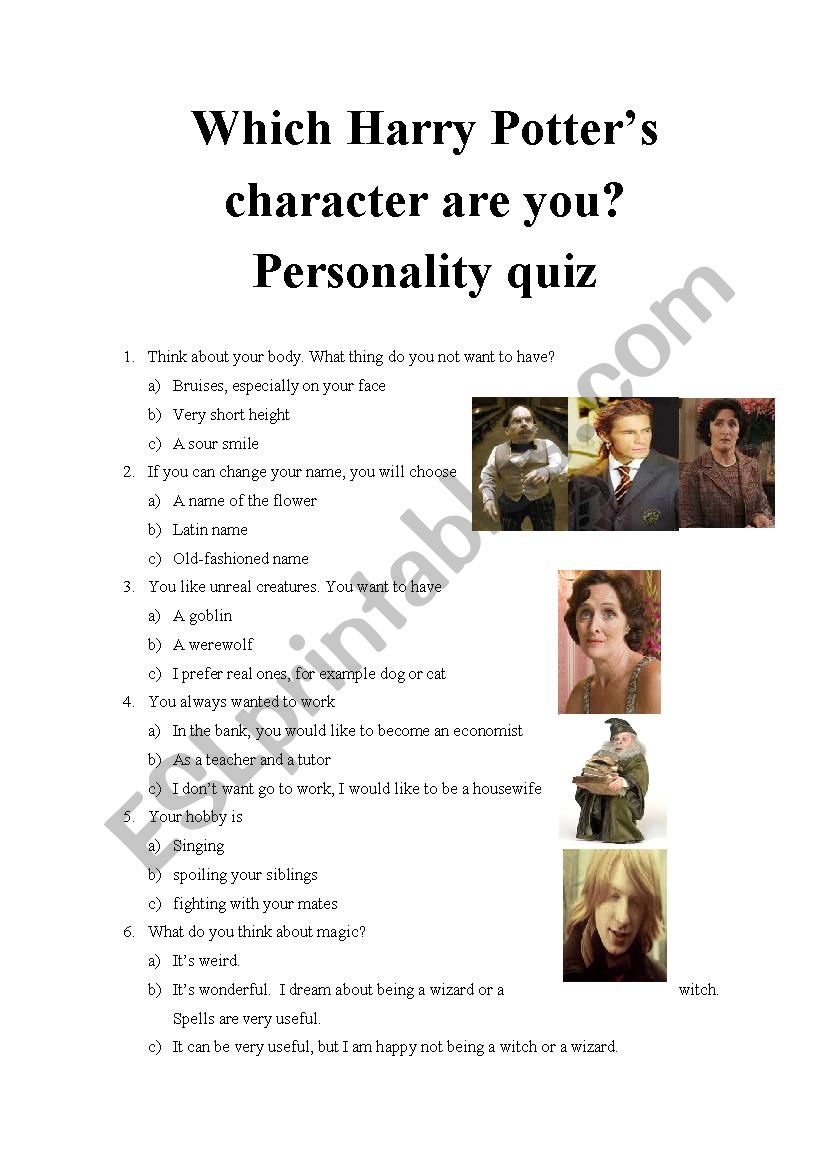 Which Harry Potter&rsquo;s character are you? Personality quiz 12 - ESL 