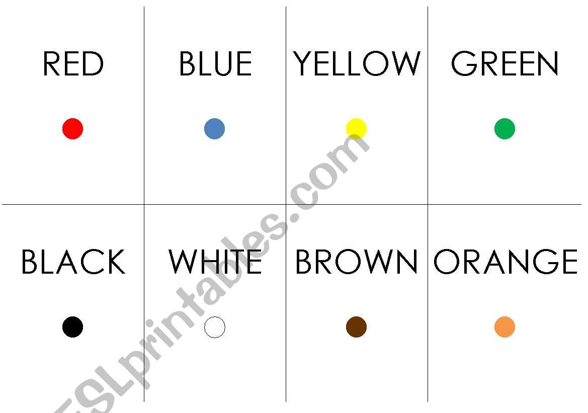 11 colours flashcards - coloured dot &name, just name, just colour - 33 in total