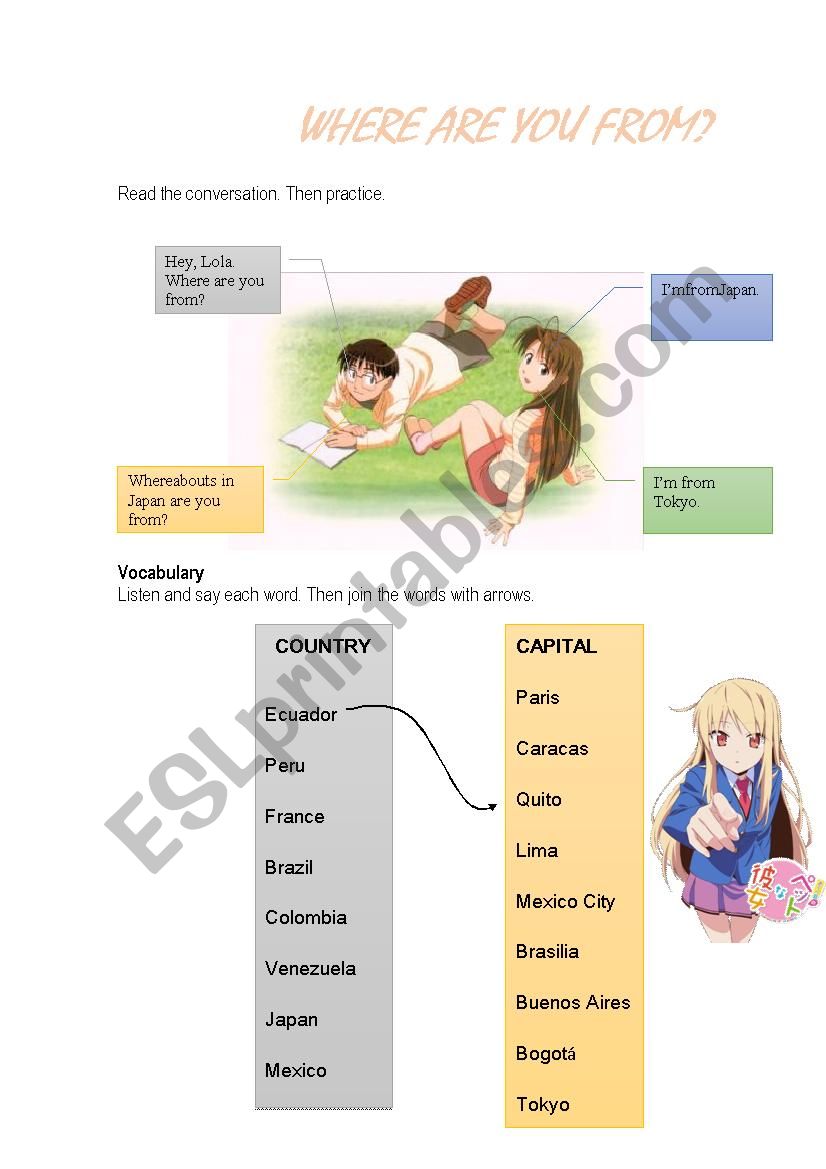 where are you from? worksheet