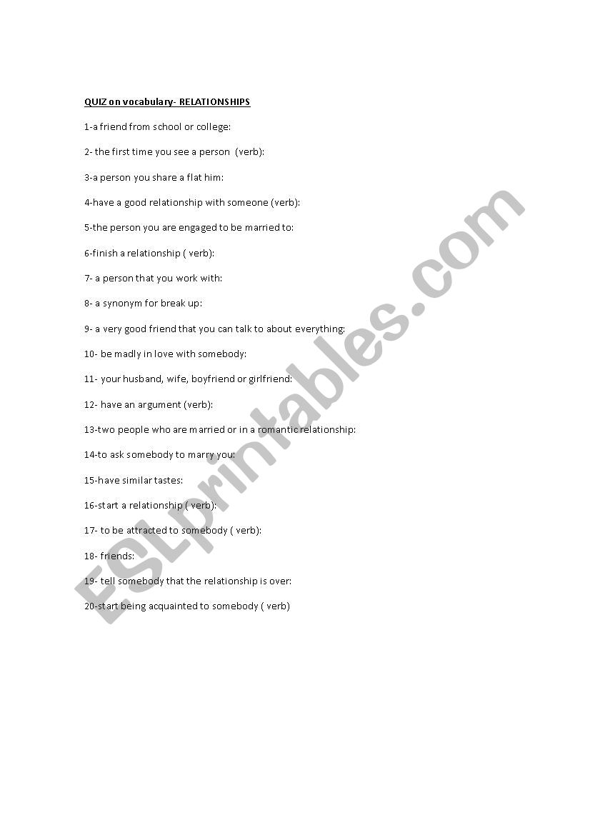 relationship quiz worksheet