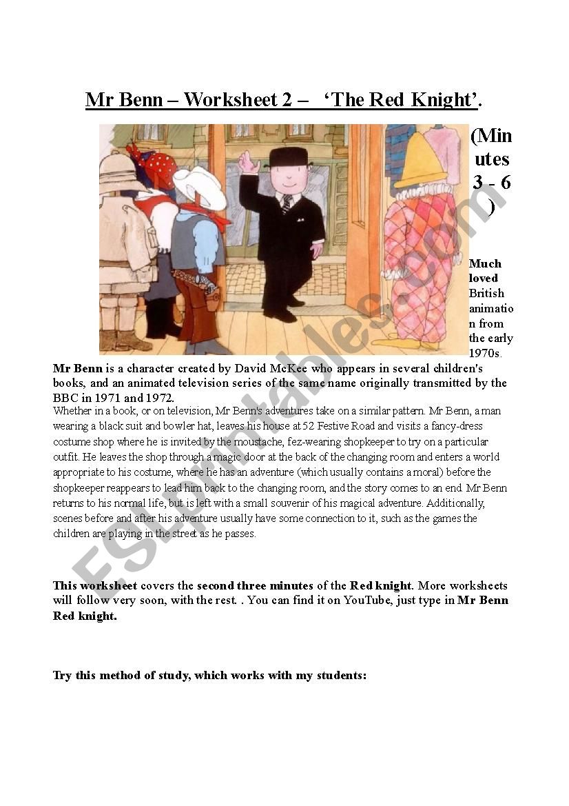 Mr Benn- Red Knight- Watching and Listening exercise - Part 2