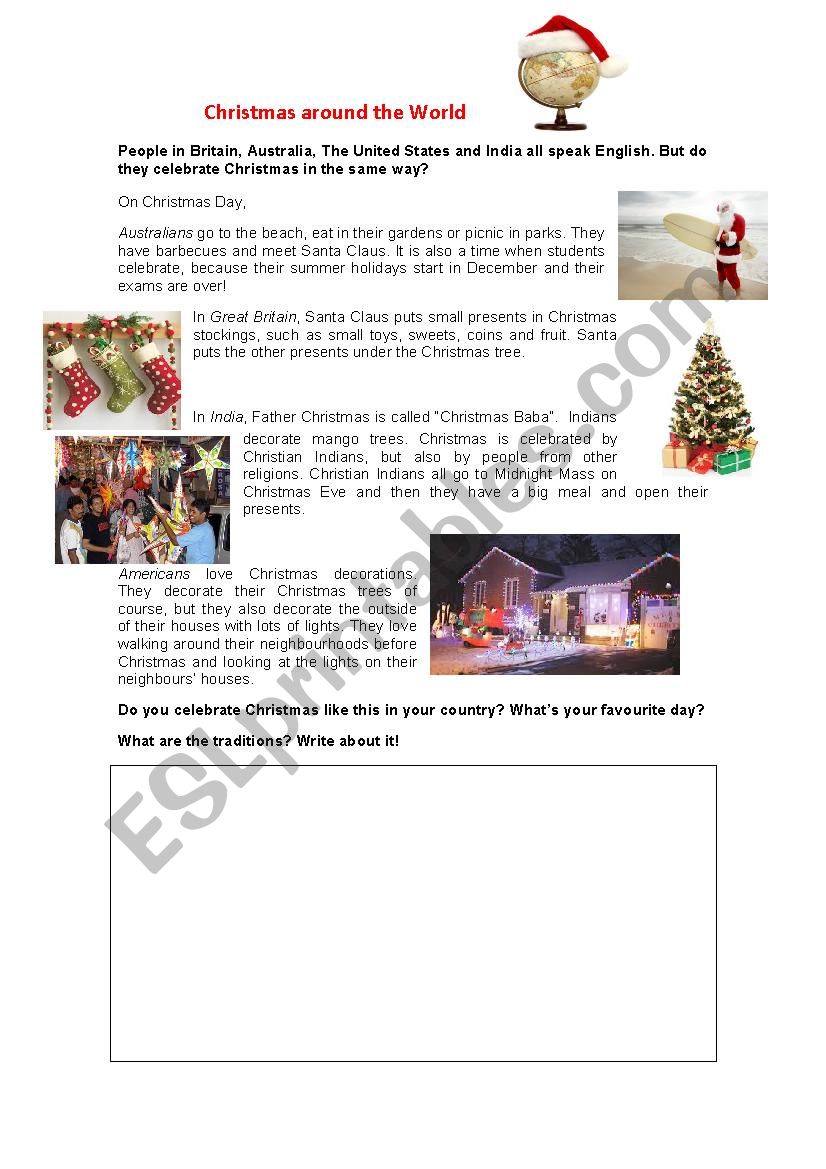 Christmas around the World worksheet