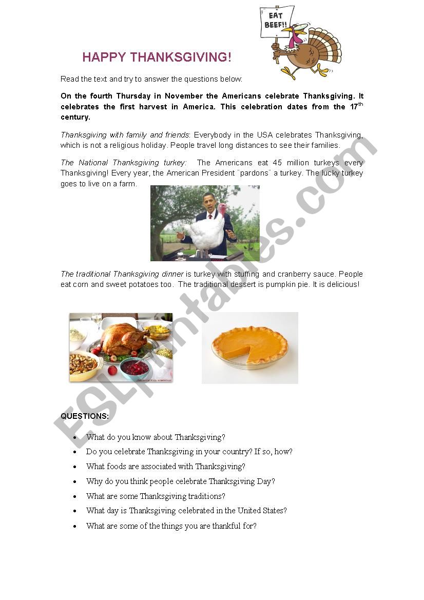 Happy thanksgiving! worksheet