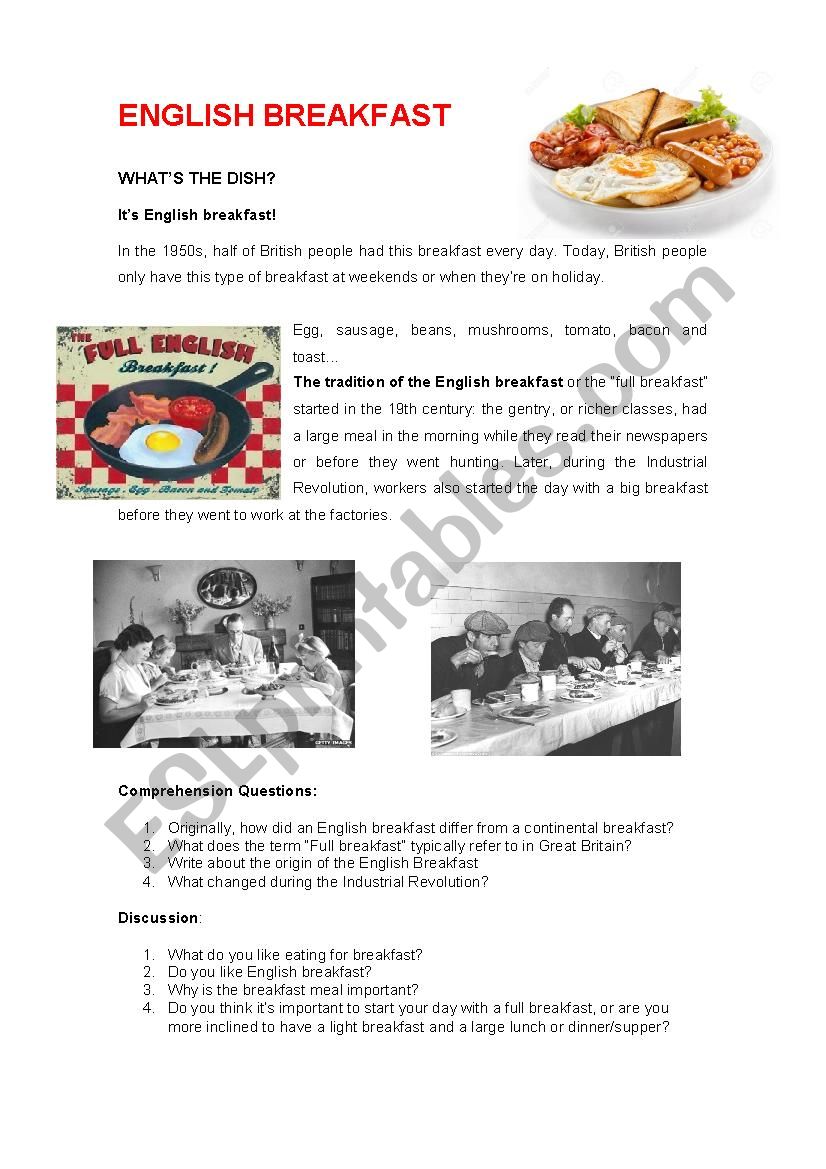 The English Breakfast worksheet