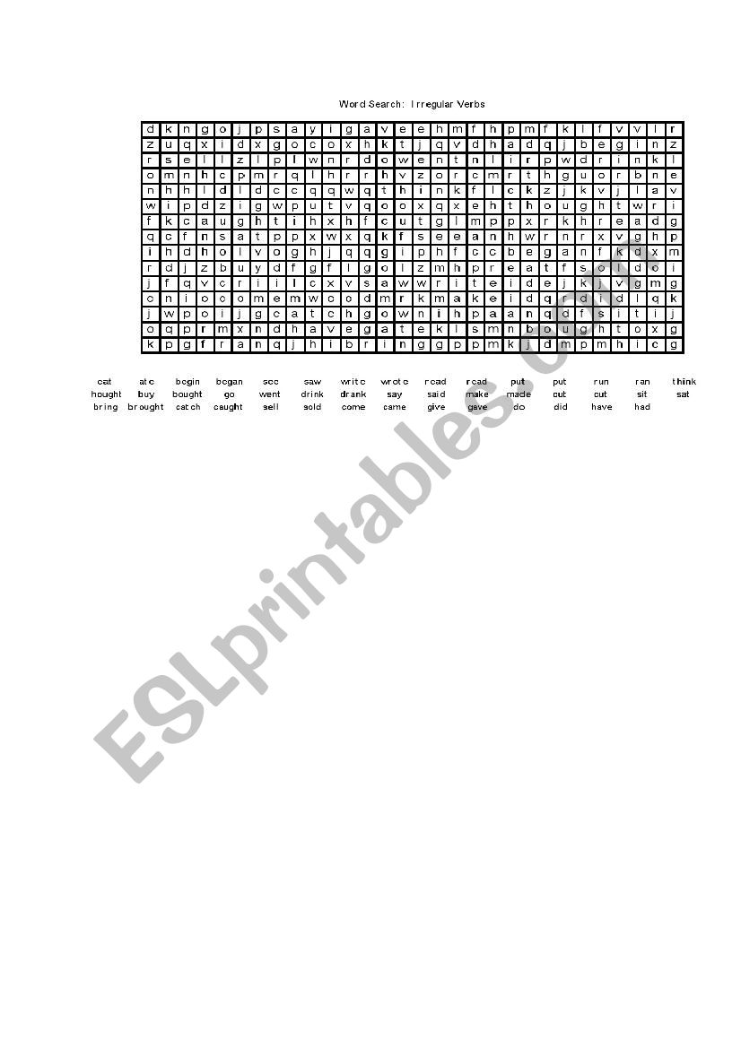 word search worksheet