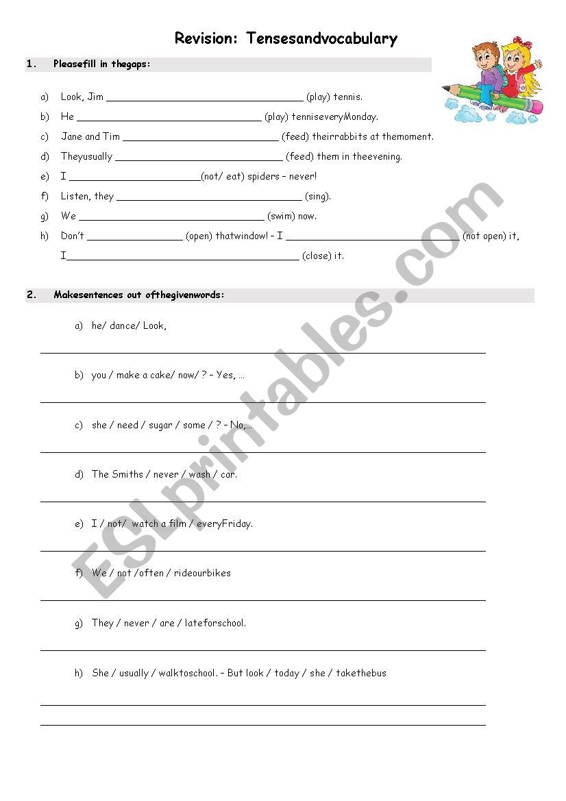 revision simple present or present progressive