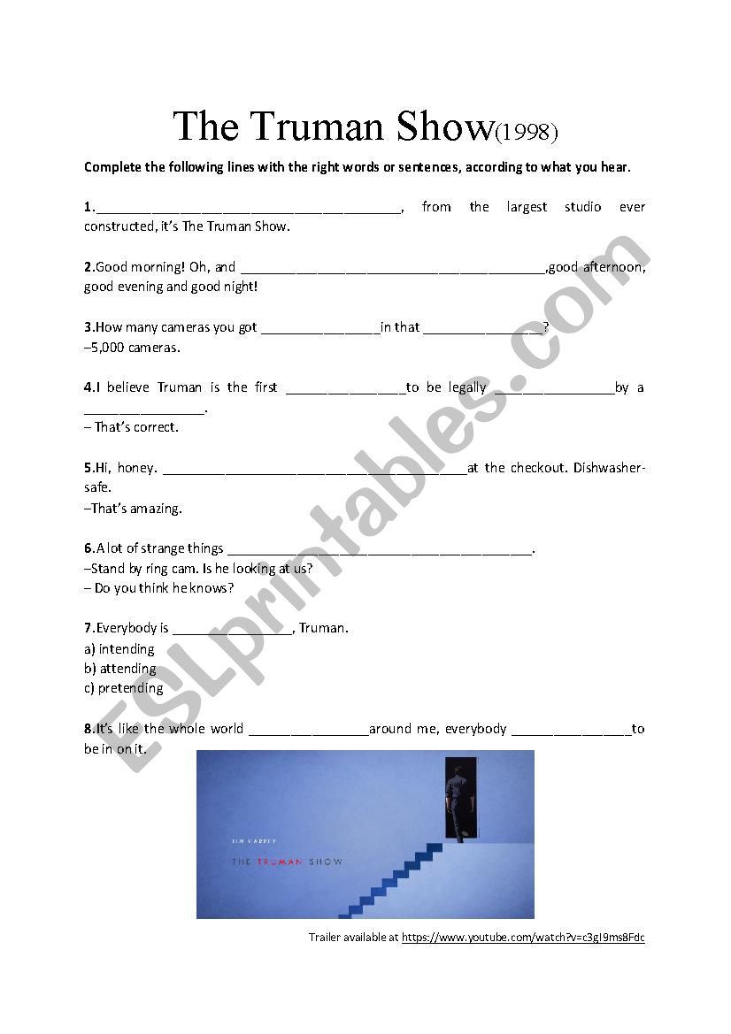 Movie trailer (listening activity) - The Truman Show