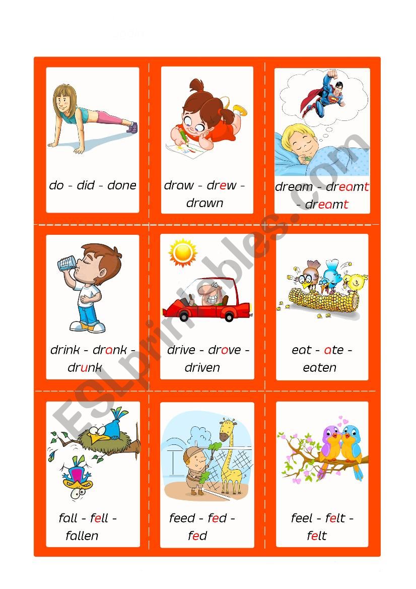 Irregular Verbs - Cards - Set 3/10