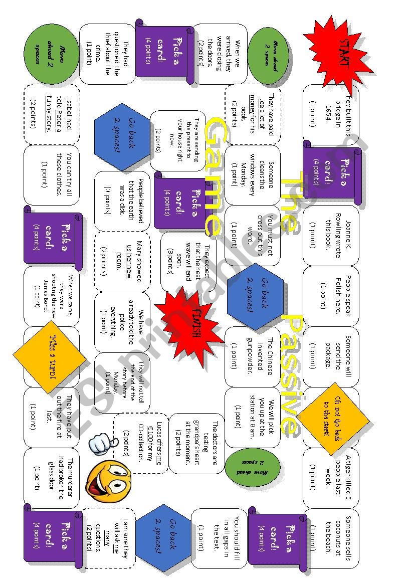 Passive Voice Board Game worksheet